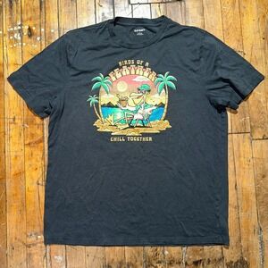 Birds of Feather Chill Together Old Navy T Shirt Men's Large Black Graphic Tee